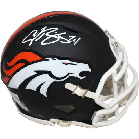 Champ Bailey Autographed Denver Broncos Black Mini Helmet Beckett 42357