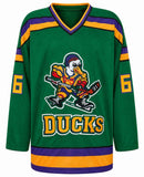 The Mighty Ducks Cast Signed Bombay #66 Green Custom Jersey 8 Sigs w/INS -SS COA