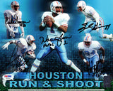 OILERS RUN & SHOOT AUTOGRAPHED FRAMED 8X10 PHOTO "HOF 06" 5 SIGS PSA/DNA 162391