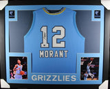 Ja Morant Signed Memphis Grizzlies 35x43 Framed Signed Jersey (Beckett) 2020 ROY