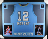 Ja Morant Signed Memphis Grizzlies 35x43 Framed Signed Jersey /Beckett/ 2020 ROY