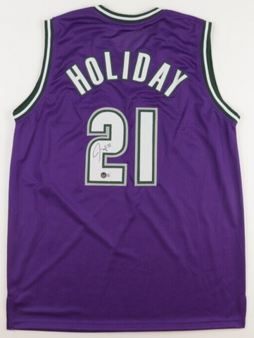 Jrue Holiday Milwaukee Bucks Signed Purple Jersey / 2021 NBA Champion (Beckett)
