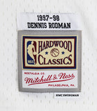 Bulls Dennis Rodman "HOF 2011" Signed White M&N HWC Swingman Jersey BAS Witness