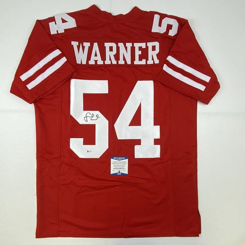 Autographed/Signed FRED WARNER San Francisco Red Football Jersey Beckett BAS COA