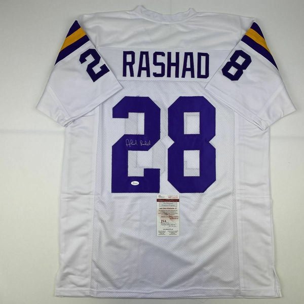 Autographed/Signed AHMAD RASHAD Minnesota White Football Jersey JSA COA Auto