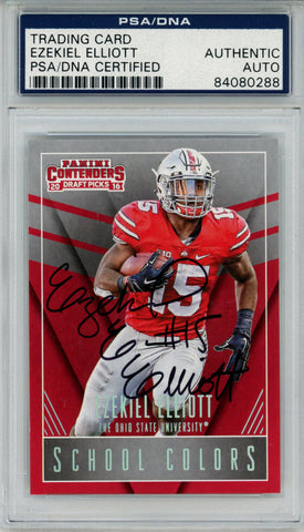 Ezekiel Elliott Signed 2016 Panini Contenders Draft Picks #5 Card PSA Slab 42680