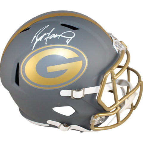 Brett Favre Autographed Green Bay Packers F/S Slate Helmet Beckett Witness 49203