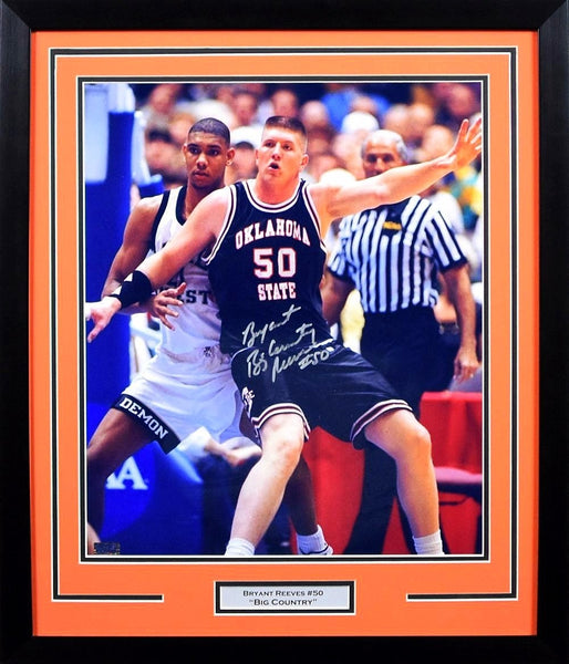 BRYANT REEVES AUTOGRAPHED OKLAHOMA STATE COWBOYS 16x20 FRAMED PHOTO COA