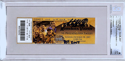 Adrian Peterson Signed Minnesota Vikings Ticket 10/28/07 ROY Becket Slab 43230