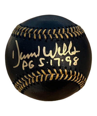 David Wells Autographed Black Baseball Yankees Perfect Game Beckett 41113