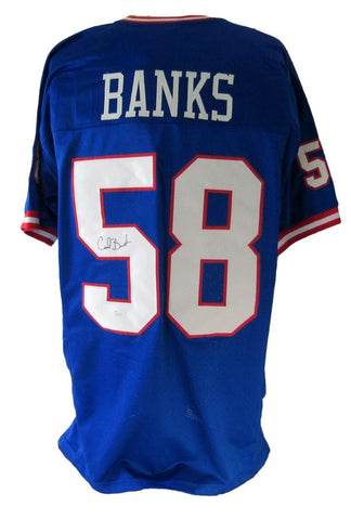 Carl Banks New York Giants Autographed Blue Custom Jersey JSA XHC43