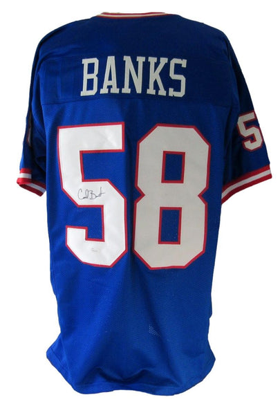 Carl Banks New York Giants Autographed Blue Custom Jersey JSA XHC43