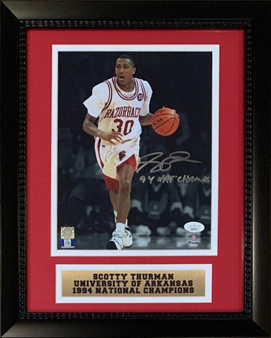 Scotty Thurman Autographed Arkansas 1994 Basketball Framed 8x10 Photo JSA COA