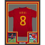 Framed Autographed/Signed Xavi Hernandez 35x39 Spain Red Jersey BAS COA #2