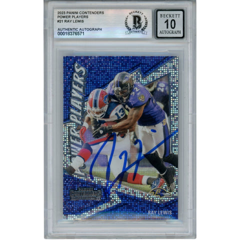 Ray Lewis Autographed 2023 Contenders Power Play #21 Trading Card Beckett 53048