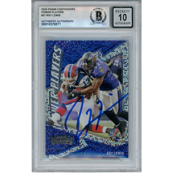 Ray Lewis Autographed 2023 Contenders Power Play #21 Trading Card Beckett 53048