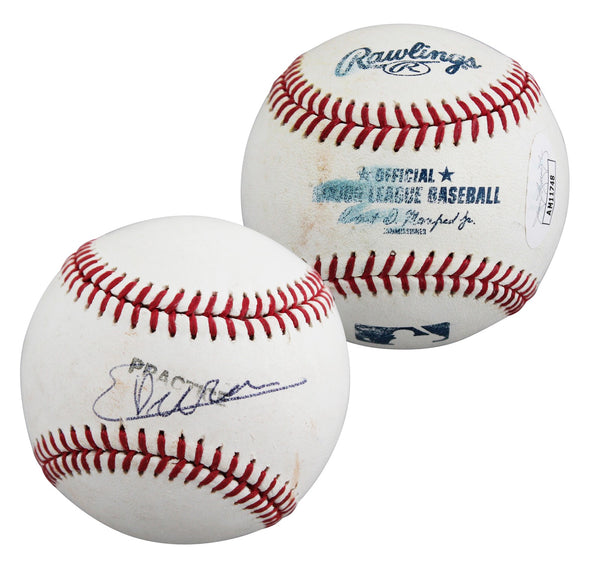 Rangers Ezequiel Duran Signed Practice Used Manfred OML Baseball JSA #AM11748