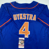 Autographed/Signed Lenny Dykstra 86 WS Champs New York Blue Baseball Jersey JSA