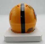 Rocky Bleier HOF Signed/Inscr Yellow Mini Helmet Steelers Beckett Witness 191555