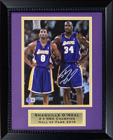 Shaquille O'Neal Autographed Lakers 8x10 Framed Photo Kobe Bryant Beckett COA