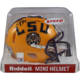 Justin Jefferson Autographed/Signed LSU Tigers Mini Helmet Beckett Witness 58217