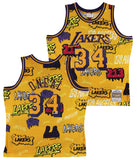 Lakers Shaquille O'Neal Signed Alt Yellow M&N 1996-97 HWC Swingman Jersey BAS W