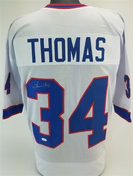 Thurman Thomas Signed Buffalo Bills White Jersey (JSA Holo) NFL MVP (1991) R.B.