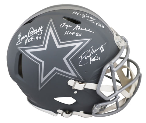 Cowboys Staubach, Dorsett & Pearson Signed Slate F/S Speed Proline Helmet BAS W