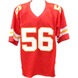 Derrick Johnson Autographed Pro Style Size XL Red Jersey Beckett Witness 45438