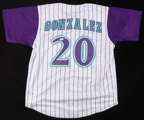 Luis Gonzalez Signed Diamondbacks Jersey Inscribed "2001 WS Game 7 GW Hit" (JSA)