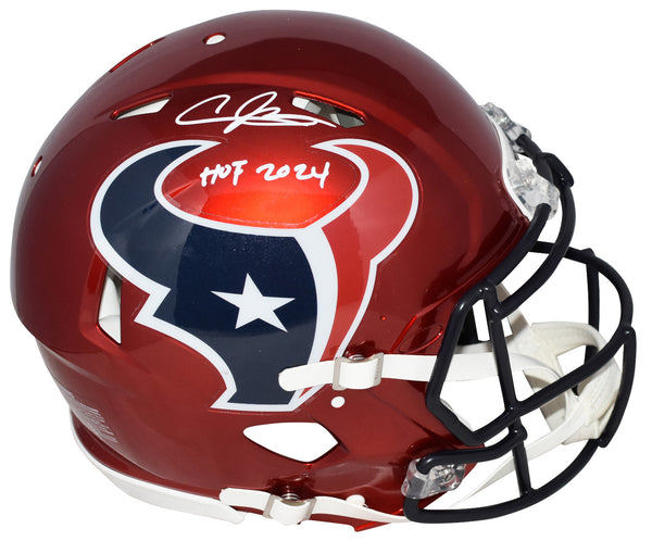 ANDRE JOHNSON SIGNED HOUSTON TEXANS RED AUTHENTIC SPEED HELMET JSA W/ HOF 2024