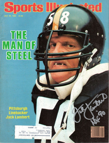 Jack Lambert Signed Steelers Sports Illustrated 7/30/84 W/ HOF 90 Beckett Silver