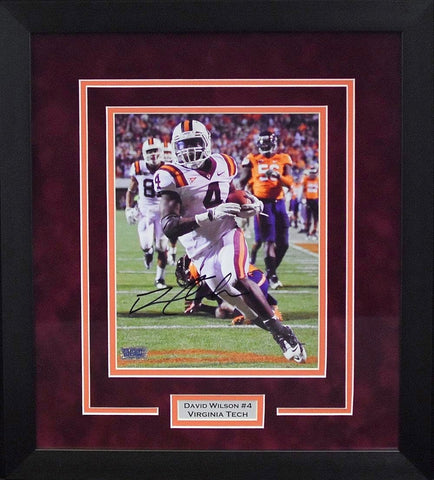 DAVID WILSON AUTOGRAPHED VIRGINIA TECH HOKIES 8x10 FRAMED PHOTO COA