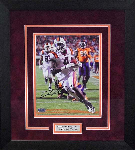 DAVID WILSON AUTOGRAPHED VIRGINIA TECH HOKIES 8x10 FRAMED PHOTO COA