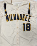 LUIS LARA Signed Custom Replica Cream Jersey AUTO - Milwaukee Brewers - BAS