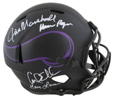 Vikings Purple People Eaters (4) Signed Eclipse Full Size Speed Rep Helmet BAS