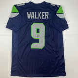 Autographed/Signed Kenneth Walker Seattle Blue Jersey Beckett BAS COA