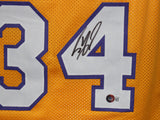 Shaquille O'Neal Autographed/Signed Pro Style Yellow XL Jersey Beckett 37296