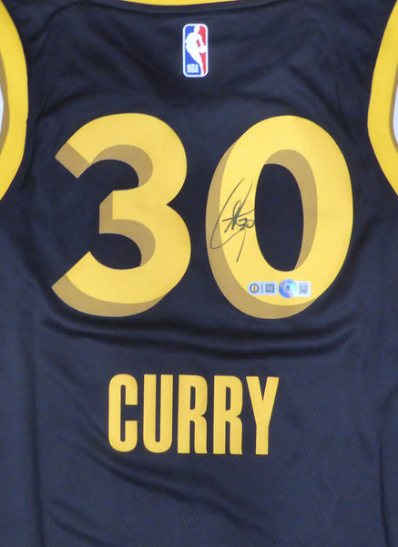 Warriors Stephen Curry Autographed Signed Black Nike Jersey Beckett QR #1W134066