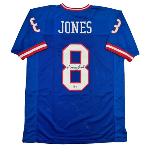 Autographed/Signed Daniel Jones New York Blue Retro Jersey BAS COA