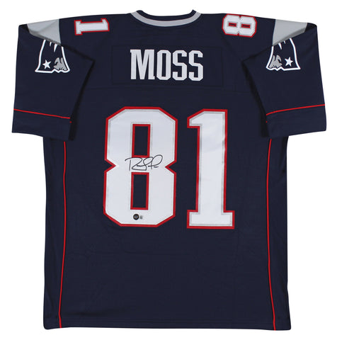 Patriots Randy Moss Authentic Signed Navy Blue Mitchell & Ness Jersey BAS Wit
