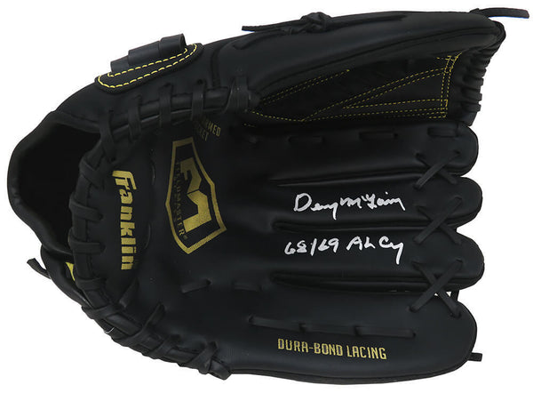 Denny McLain Signed Franklin Black Baseball Glove w/68, 69 AL CY - (SS COA)