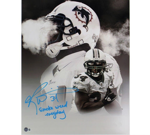 Ricky Williams Signed Miami Dolphins Unframed 16x20 Photo- Smokey Helmet Insc.