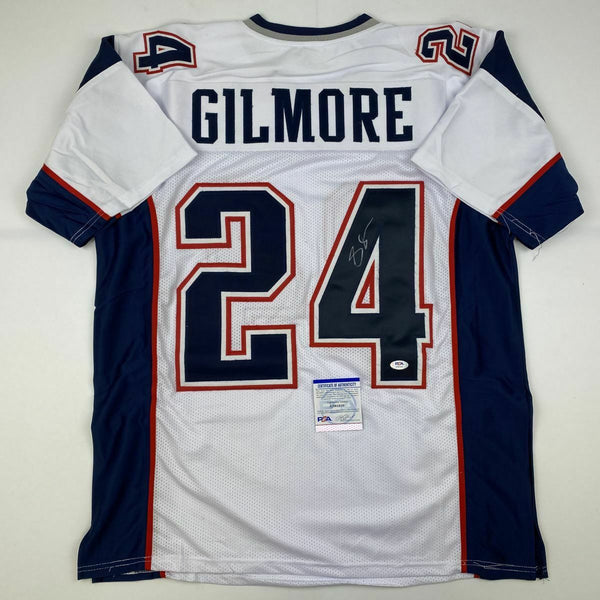 Autographed/Signed STEPHON GILMORE New England White Football Jersey PSA/DNA COA