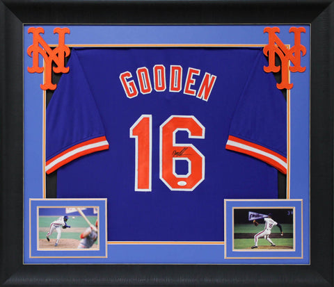 Doc Gooden Authentic Signed Blue Pro Style Framed Jersey Autographed JSA Witness