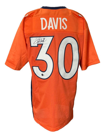 Terrell Davis Signed Custom Orange Pro-Style Football Jersey BAS ITP