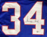 Thurman Thomas Signed Custom Blue Pro-Style Football Jersey BAS ITP