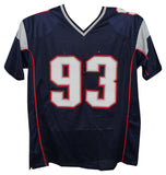 Richard Seymour Autographed/Signed Pro Style Blue XL Jersey HOF Beckett 39328