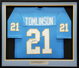 CHARGERS LADAINIAN TOMLINSON AUTOGRAPHED FRAMED BLUE JERSEY BECKETT 200928