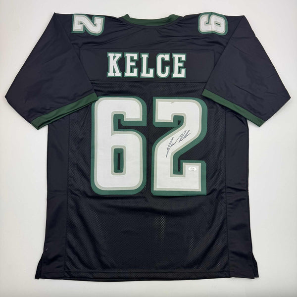 Autographed/Signed JASON KELCE Philadelphia Black Football Jersey PSA COA Auto